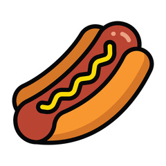 Simple Hot Dog colorful icon. The icon can be used for websites, print templates, presentation templates, illustrations, etc