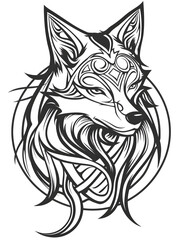 Cadmean Vixen head very simple traditional tattoo flash styles illustration