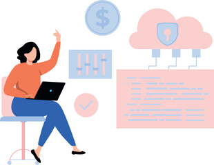 The girl is working on coding.