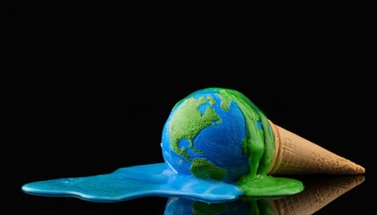 Plant earth as a scoop of ice cream melting
