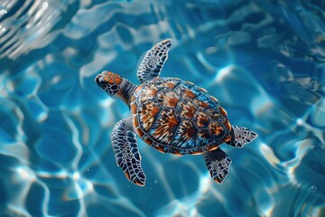 Fototapeta premium Sea Turtle Swimming in the Blue Ocean