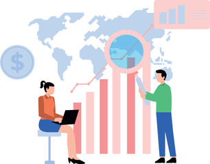 The girl is working on the dollar graph.