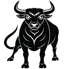 Naklejka premium Bull Cartoon Style Vector on White Background | Animal Illustration, Cute Clip Art