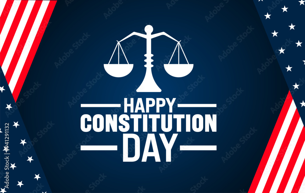 Wall mural happy constitution day background or banner design template. Holiday concept. Template for background, banner, card, poster, placard, design template with unique shapes with standard color.