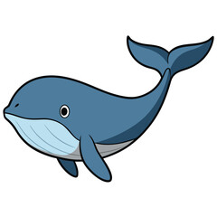 Naklejka premium Whale Cartoon Style Vector on White Background | Animal Illustration, Cute Clip Art
