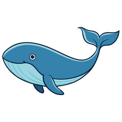 Fototapeta premium Whale Cartoon Style Vector on White Background | Animal Illustration, Cute Clip Art