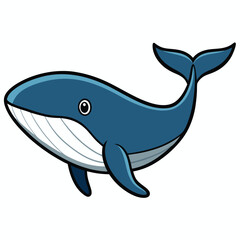 Obraz premium Whale Cartoon Style Vector on White Background | Animal Illustration, Cute Clip Art
