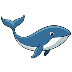 Fototapeta premium Whale Cartoon Style Vector on White Background | Animal Illustration, Cute Clip Art