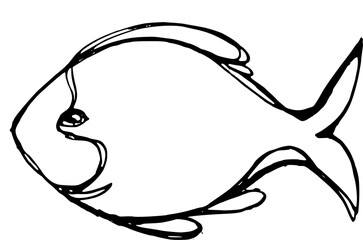 fish shape. single line outline