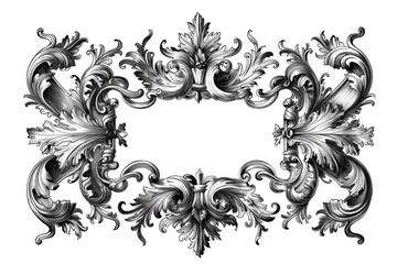 A detailed illustration of an ornate frame in black and white