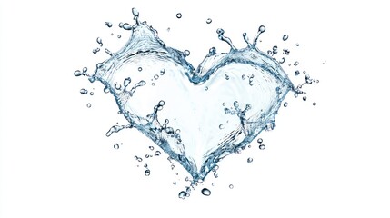 Fototapeta premium Pure Love Symbol - Heart-Shaped Water Splash Isolated on White Background, Generative Ai