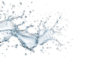 Dynamic Zigzag Water Splash with Sharp Edges and Clear Droplets Isolated on White Background, Generative Ai