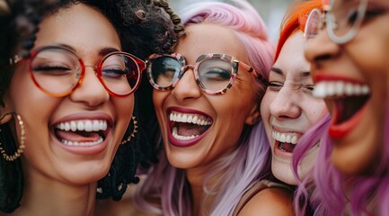 Fototapeta premium Empowered Women: Multiracial Friends Sharing Cheerful Moments