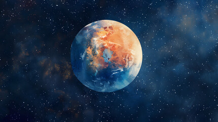 Fototapeta premium Planet space element watercolor style