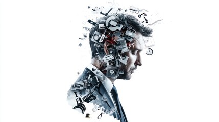 The Overwhelmed Businessman: Silhouette of Chaos and Productivity Overload, Generative Ai