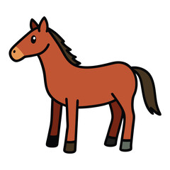 Obraz premium Horse Cartoon Style Vector on White Background | Animal Illustration, Clip Art