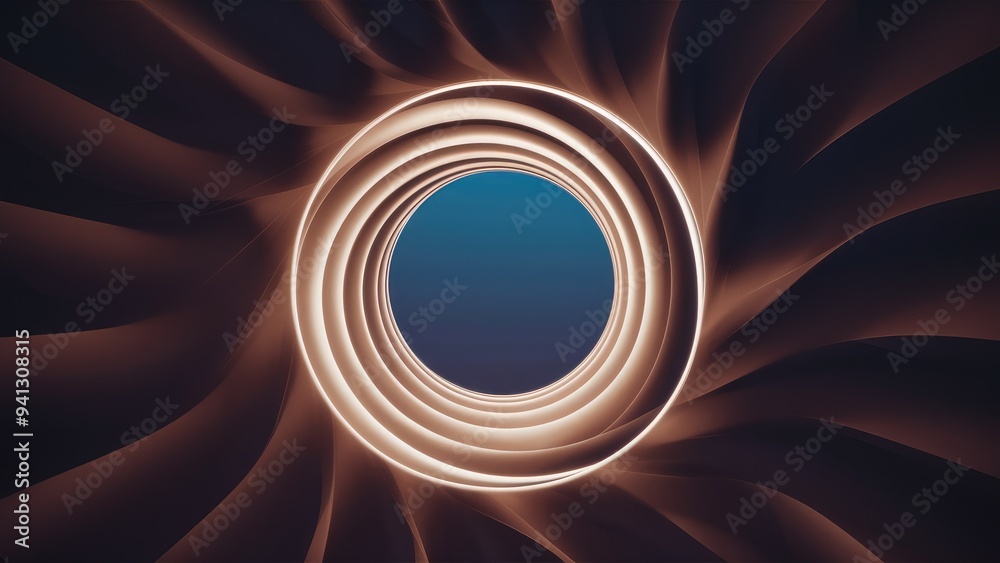 Poster abstract 3d render of a circular aperture with soft lighting background