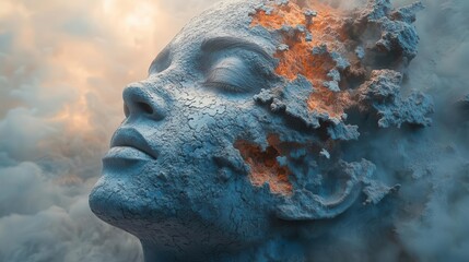 3d puzzle of a human head with missing pieces symbolizing memory loss soft focus background with subtle medical imagery