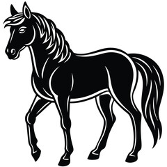 Obraz premium Horse Cartoon Style Vector on White Background | Animal Illustration, Clip Art