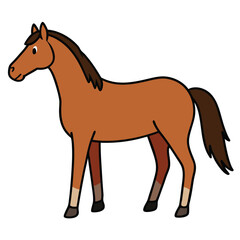 Fototapeta premium Horse Cartoon Style Vector on White Background | Animal Illustration, Clip Art