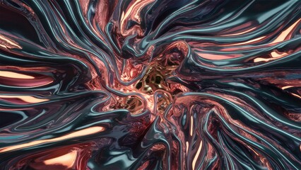  Abstract 3D rendering of flowing liquid metal texture