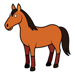 Fototapeta premium Horse Cartoon Style Vector on White Background | Animal Illustration, Clip Art