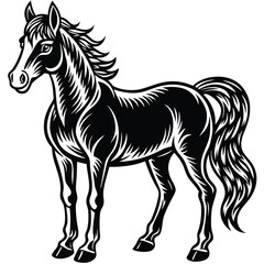 Obraz premium Horse Cartoon Style Vector on White Background | Animal Illustration, Clip Art