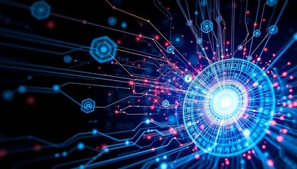 Fototapeta premium Abstract 2D Illustration of Futuristic Electronic Circuitry