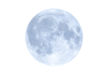 Full blue moon in PNG isolated on transparent background, moon isolated in PNG