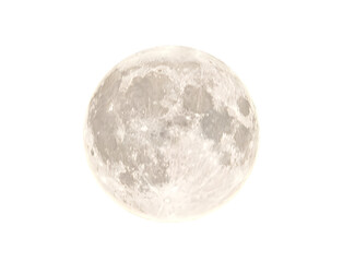 Full moon in PNG isolated on transparent background, moon isolated in PNG