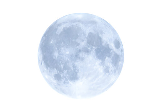 Full blue moon in PNG isolated on transparent background, moon isolated in PNG