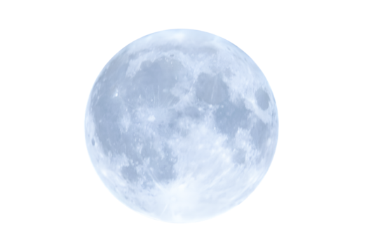 Full blue moon in PNG isolated on transparent background, moon isolated in PNG