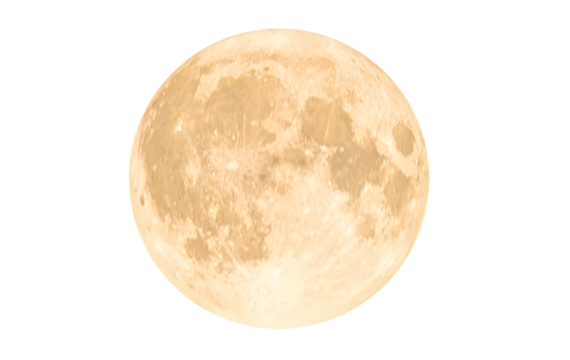 Full moon in PNG isolated on transparent background, moon isolated in PNG
