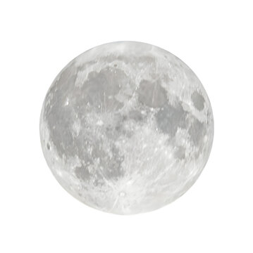 Full moon in PNG isolated on transparent background, moon isolated in PNG