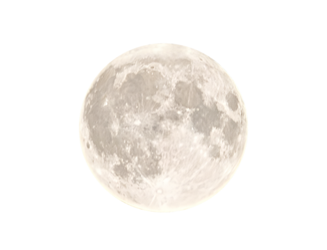 Full moon in PNG isolated on transparent background, moon isolated in PNG