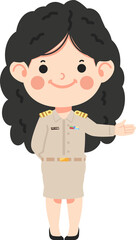Thai female teacher welcome in uniform