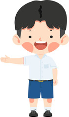 Thai kid  boy welcome in uniform