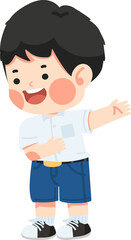 Kid student welcome and cartoon character