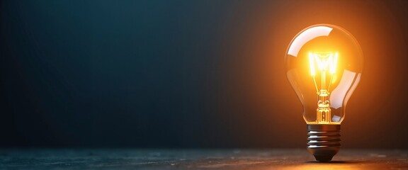 Glowing Light Bulb Symbolizing Mental Health Awareness Against Dark Background with Copy Space