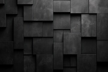 Abstract Black Geometric Pattern of Overlapping Rectangular Tiles