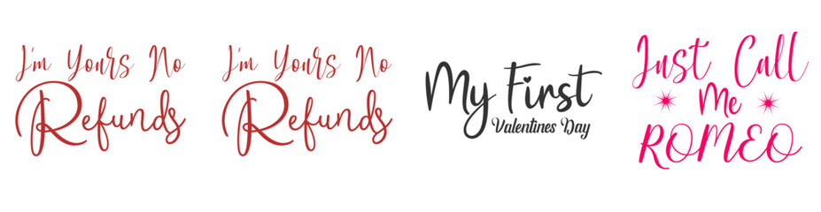 Classic Valentines Quotes, Trendy Retro Style Illustration Collection Vector Illustration for Logo, Flyer, Mug Design