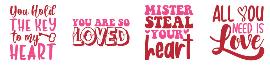 Cute Valentines Day Typography, Labels And Badges Collection Vector Illustration for Book Cover, Label, Printable