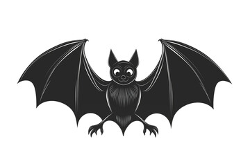 Fototapeta premium Cartoon bat silhouette isolated on a transparent background. PNG file.
