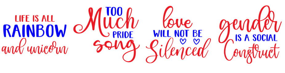 Modern Rainbow Calligraphic Lettering, Inscriptions Collection Vector Illustration for Bookmark, Gift Card, Motion Graphics