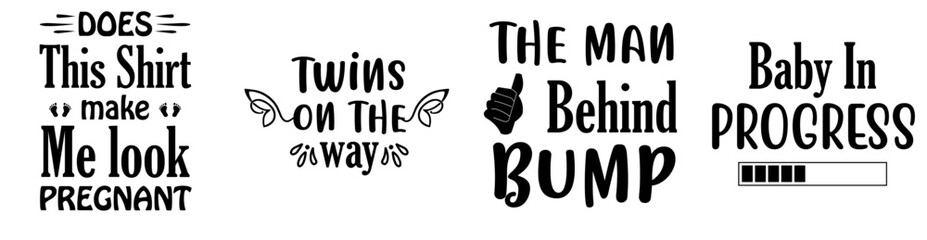 Modern Pregnancy Hand Lettering, Phrases Pack Vector Illustration for Wrapping Paper, Bookmark, Icon