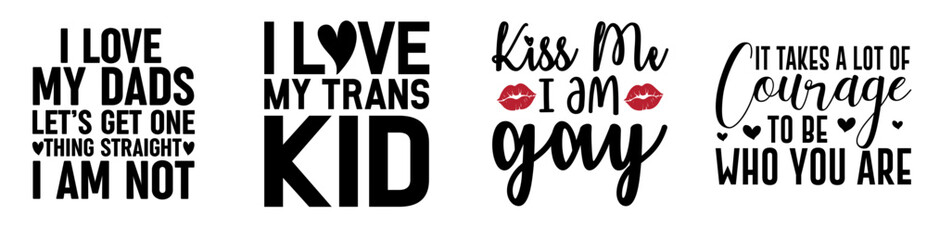 Vibrant Pride Typography, Calligraphic Lettering Collection Vector Illustration for Advertisement, Bookmark, Gift Card