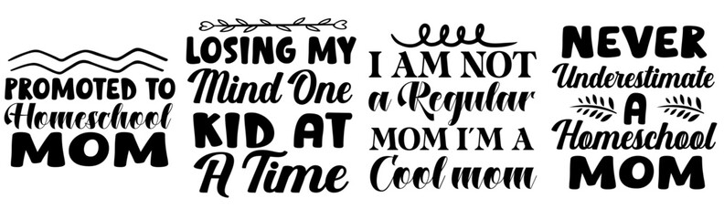 Minimalist Homeschool Quotes, Inscriptions Pack Vector Illustration for Vouchers, Banner, Greeting Card