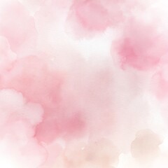 A pink background with white clouds and pink strokes