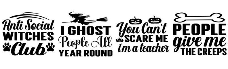 Elegant Halloween Calligraphic Lettering, Invitation Pack Vector Illustration for Bookmark, Printing Press, Icon