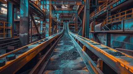Abandoned train track with heavy rust, set in an industrial area